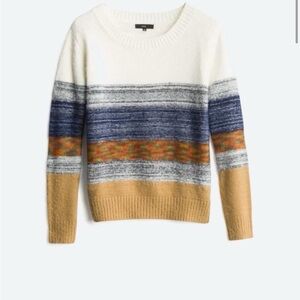Anthropologie Fate Color Block Striped Sweater Pullover Neutral Lagenlook Size M